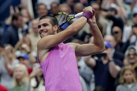 Imagen de archivo de Carlos Alcaraz en la victoria en 2025 del Abierto de Estados Unidos. EFE/EPA/CRISTOBAL HERRERA ULASHKEVICH