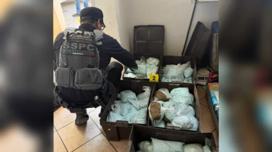 En el operativo de la semana pasada en Mexicali, los autoridades mexicanas incautaron 120 kilogramos de pastillas de fentanilo, equivalentes a más de cuatro millones de dosis. X / @OHarfuch