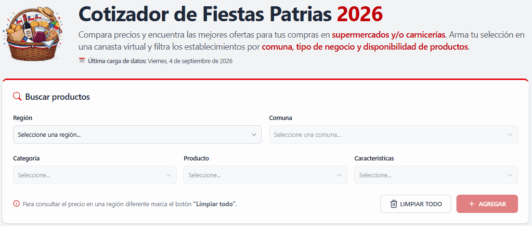 Sernac lanzó comparador de precios para las Fiestas Patrias/Captura Sernac