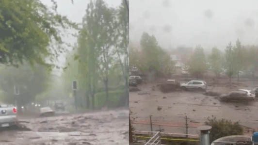 Aluvión en San Carlos de Apoquindo: Revisa los registros del momento