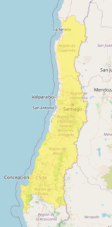 Aviso por tormentas eléctricas entre Coquimbo y Biobío/Mapa Dirección Meteorológica de Chile (DMC)