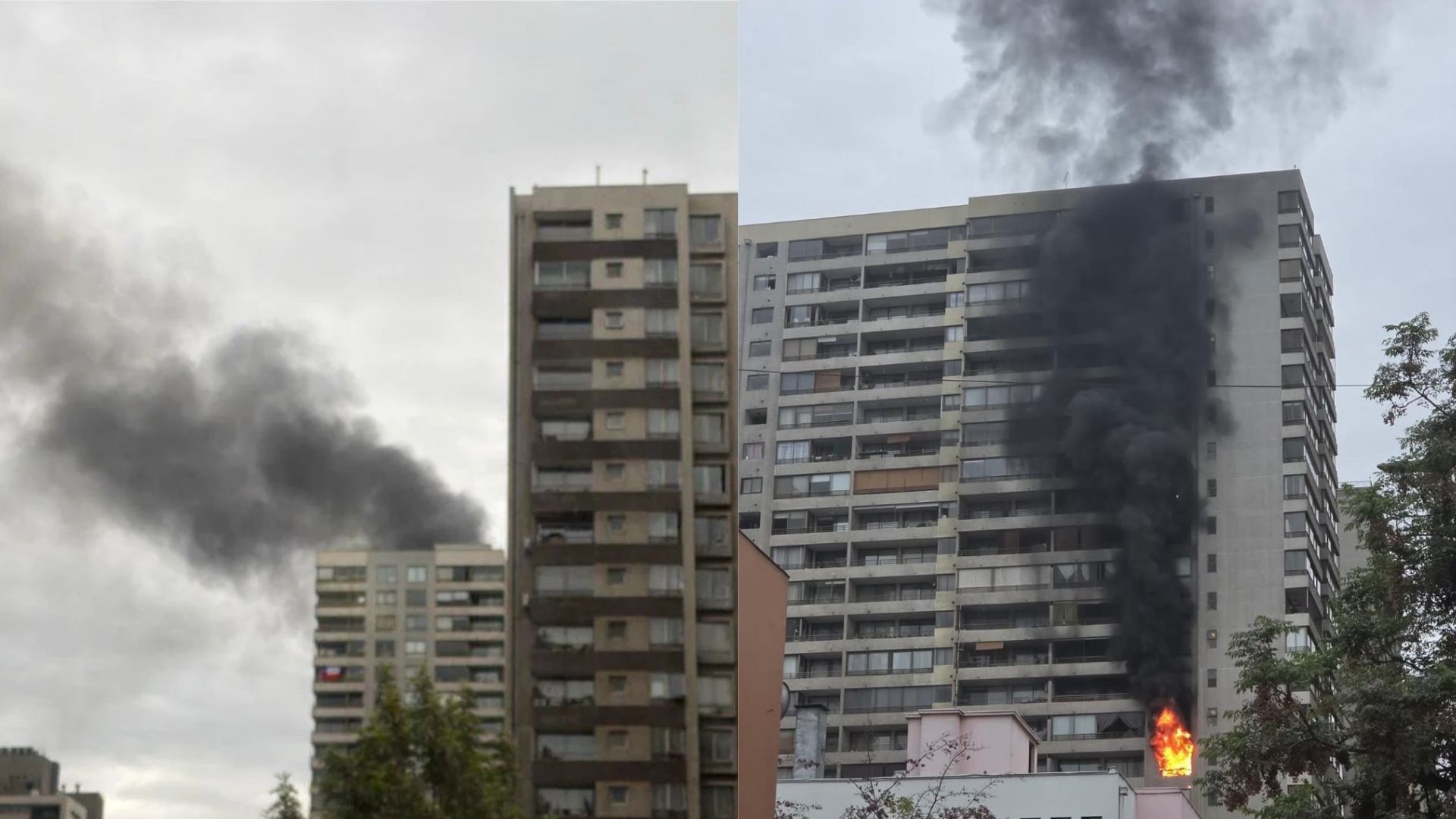 Incendio afecta edificio en el centro de Santiago: Habitantes fueron evacuados y Bomberos trabaja en el lugar