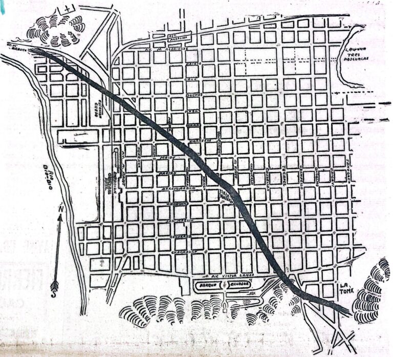 Mapa tornado ciudad de Concepción 1934. Archivo histórico del Museo de historia natural de Concepción
