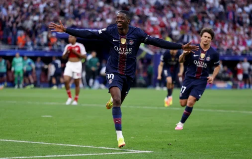 Dembélé marcó de penal para igualar la final entre PSG y Arsenal por la Champions League. Lars Baron/Getty Images