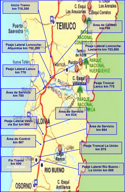 Ruta 5 Sur: Los tramos que conforman la panamericana y las empresas a ...