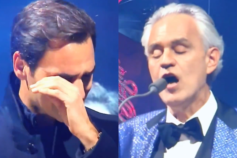 Roger Federer could not contain his tears in the tribute that Andrea Bocelli dedicated to him during his concert