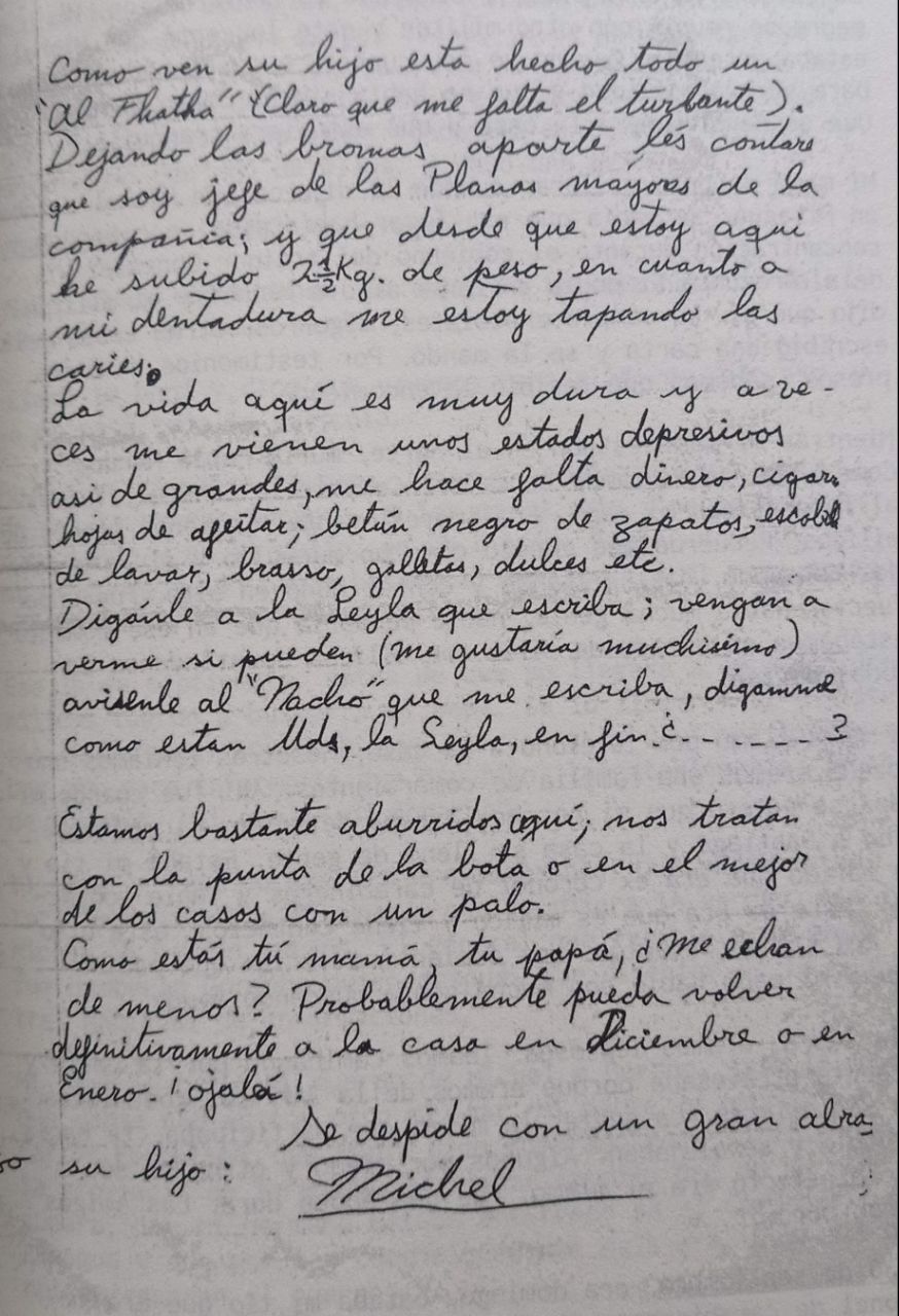 Segunda carta de Michel Nash a su familia, agosto de 1973