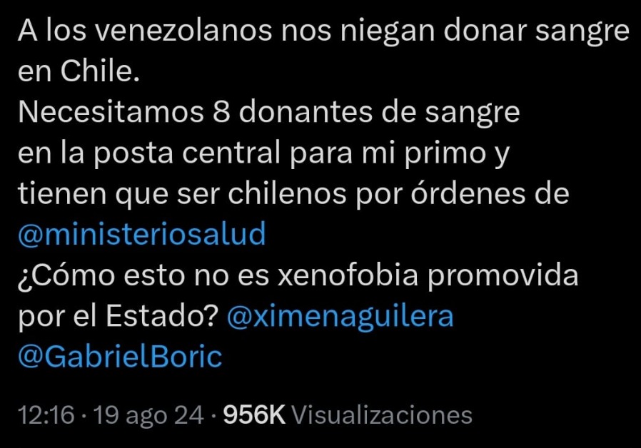 ¿Por qué los venezolanos (y también otras nacionalidades) no pueden donar sangre en Chile?