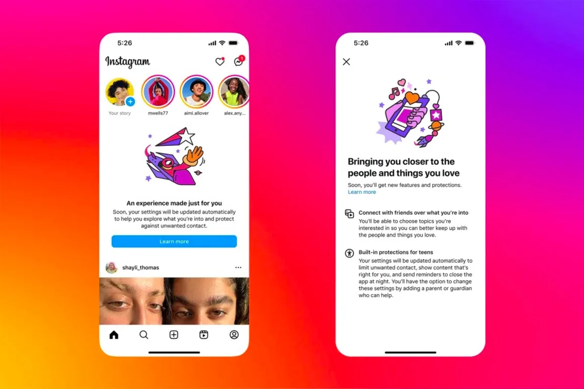 Instagram empezará a avisar a los adolescentes de que a partir de la semana que viene los colocará automáticamente en configuraciones más privadas y restrictivas. Cortesía Meta