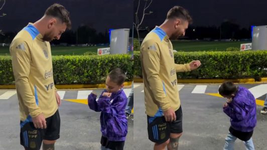 "Estás loco, ¿cómo voy a hacer eso?": La divertida interacción de Messi y un niño que le pide festejar un gol bailando