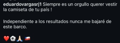 “Nunca me bajaré de este barco”: El mensaje sin filtro de Eduardo Vargas tras la baja de Palacios por “problemas personales”