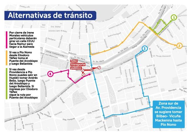 Alternativas de tránsito por remodelación de Plaza Italia/Gobierno