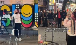 Christell causó sensación en plena calle de Corea del Sur cantando "Dubidubidu" en vivo