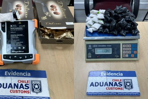 Aeropuerto de santiago: Aduana incauta más de un kilo éxtasis oculto en cajas de chocolates