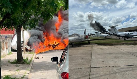 Impactante accidente en Argentina: Avión privado se estrella e incendia tras fallido aterrizaje en localidad de San Fernando