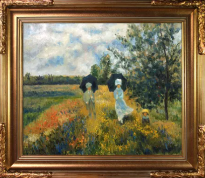 "Paseo cerca de Argenteuil" de Claude Monet (1873) Este cuadro de Monet transmite inocencia y añoranza. Notablemente carente de pasión o erotismo, evoca nostalgia por días de modestia y seguridad.