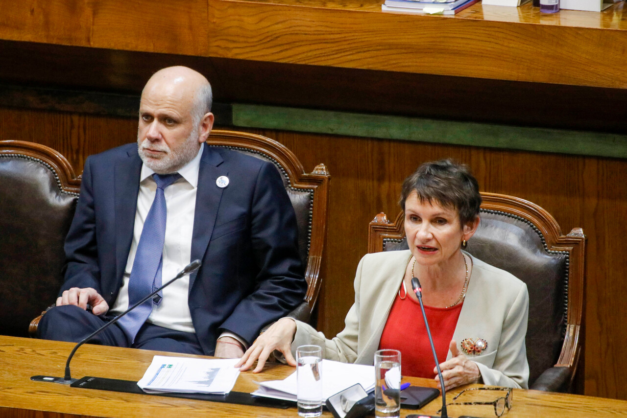 Álvaro Elizalde junto a Carolina Tohá en la sala de la Cámara de Diputadas y Diputados/Agencia Uno