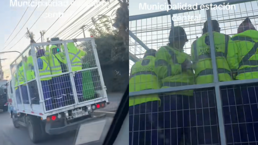 Indignación por trabajadores de Estación Central transportados a pie en un camión: Municipio indicó que es una empresa externa