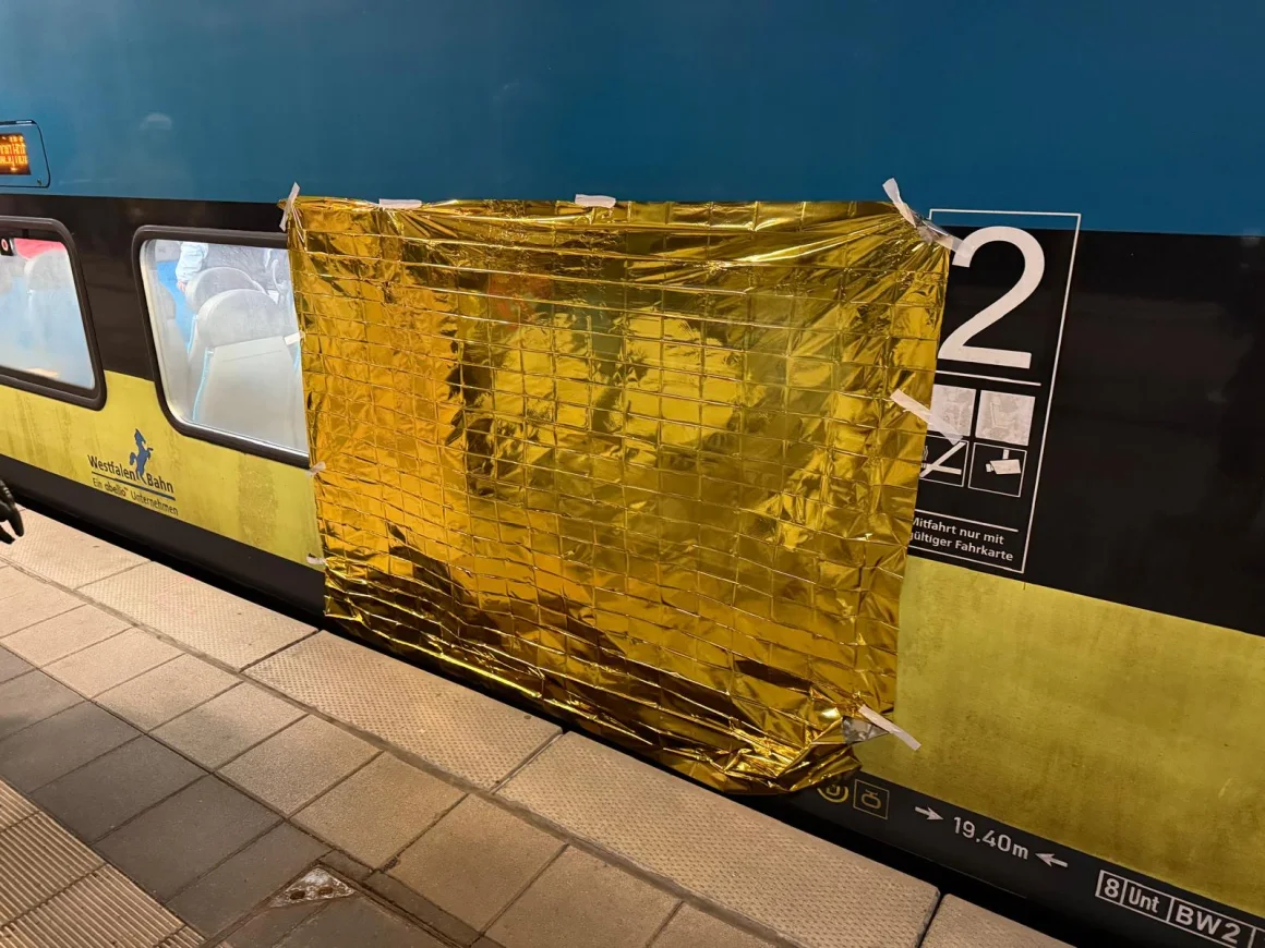 Se utilizó una manta de rescate para proteger de la vista al pasajero atrapado. Cuerpo de Bomberos Voluntarios de Lehrte