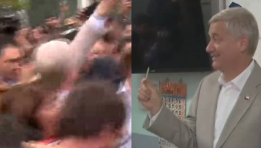 Así fue la caótica llegada de José Antonio Kast a su local de votación en Paine