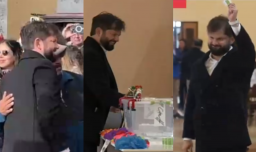 Así fue la llegada del Presidente Gabriel Boric a su local de votación en Punta Arenas