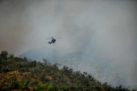 Senapred declara alerta roja en Cabrero por incendio forestal que amenaza sectores habitados