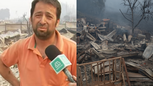 Damnificado por incendios en el Biobío usó despacho televisivo para informar que no podría asistir a su trabajo: "Lo material se recupera"