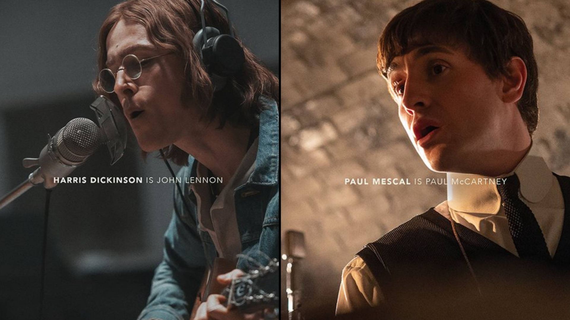 A la izquierda Harris Dickinson como John Lennon y a la derecha, Paul Mescal será Paul McCartney. (@thebeatles en X)