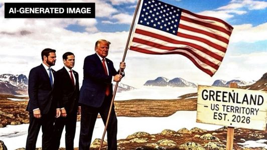 Trump comparte provocativas imágenes generadas con Inteligencia Artificial de EE. UU. reclamando Groenlandia