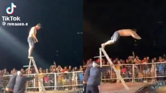 ¿Qué pasó con el hombre que sufrió una fuerte caída en el concurso de “guatazos” en Mejillones? Esto se sabe sobre su estado de salud