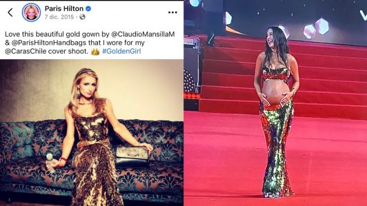 Tita Ureta en la Gala de Viña 2026: Desfiló embarazada de seis meses con vestido usado por Paris Hilton