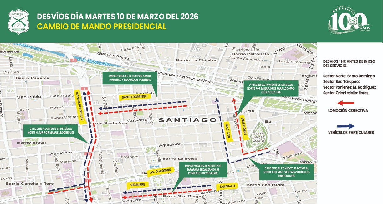Autoridades informan cortes de tránsito por cambio de mando presidencial: ¿A qué hora parten?/Carabineros
