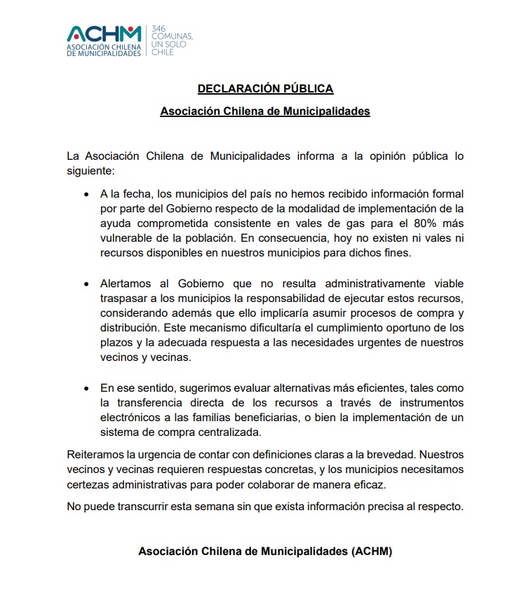 Alcaldes apuntan contra el Gobierno por demora en entrega de balones de gas: Acusan que no tienen "información formal" de su implementación
