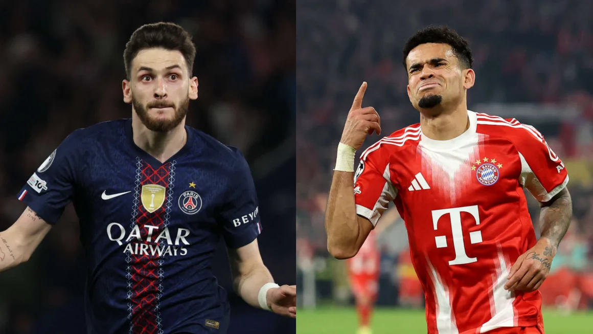 Khvicha Kvaratskhelia del PSG y Luis Díaz del Bayern Munich, lucen como dos de las principales figuras para este duelo de semifinales. Getty Images