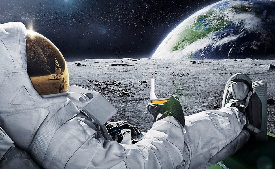 Un trago espacial Astronautas contrabandean alcohol cuando salen de la Tierra